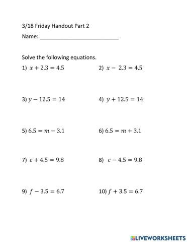 Simple Linear Equations
