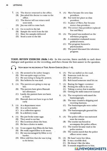 Toefl review exercise (1-6)