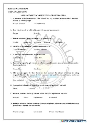 Organizational Objectives