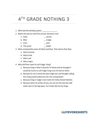 Tales of a Fourth Grade Nothing Chapter 5