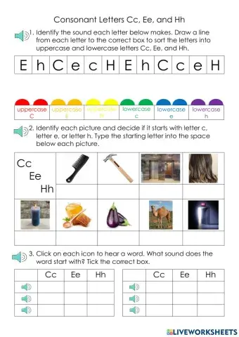 Consonant Letter Cc, Ee, and Hh