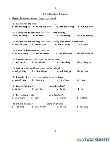 Venture 4 Unit (3) Indirect Questions Revision 1