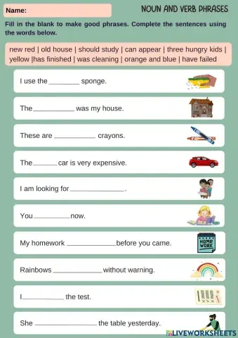 Noun and verb phrase task