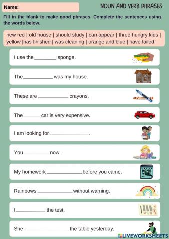 Noun and verb phrase task