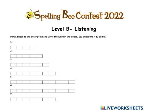 Spelling Bee Mock Test - Level B- No.2