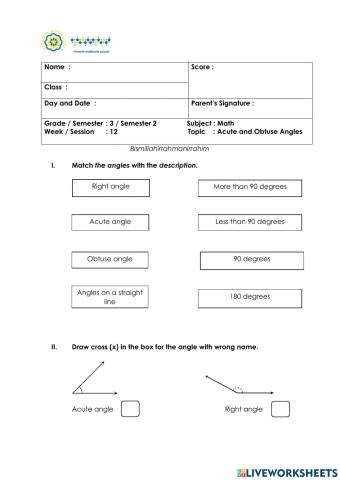 Acute Angle and Obtuse Angle