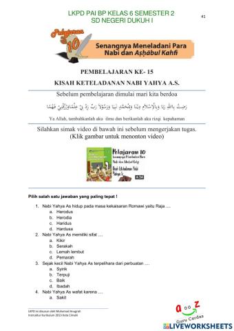 Kisah Teladan Nabi Yahya AS