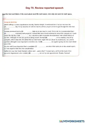 G8 Day 70 Review reported speech