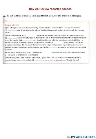 G8 Day 70 Review reported speech