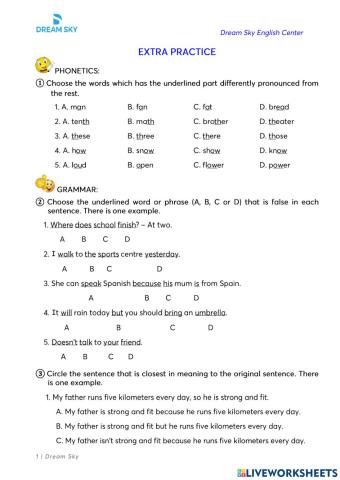 Grade 6 - Extra practice - Review 3