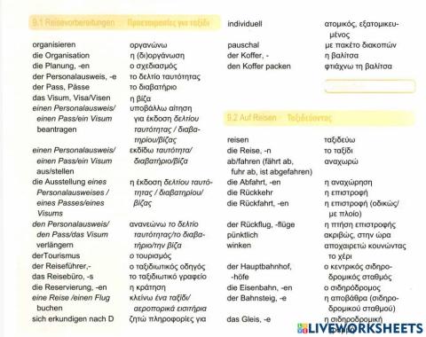 Reisen wortschatz