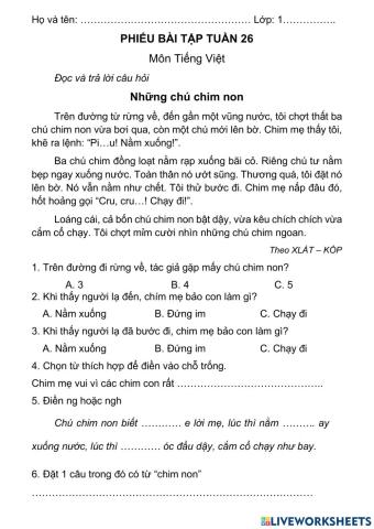 Tiếng Việt Tuần 26