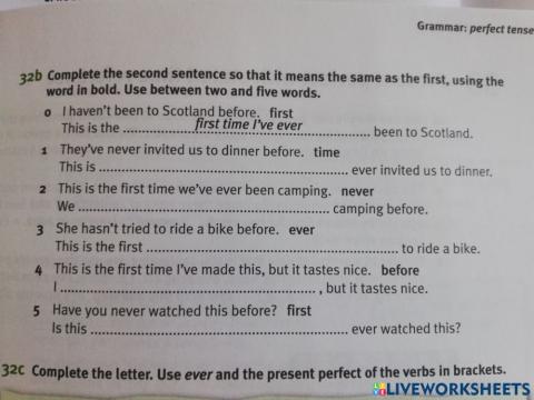 Present perfect - first time I have ever
