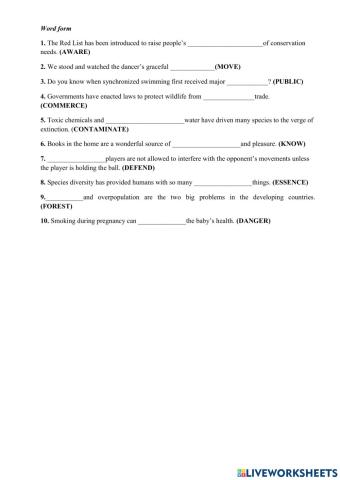 Word form - grade 12 (21-22)