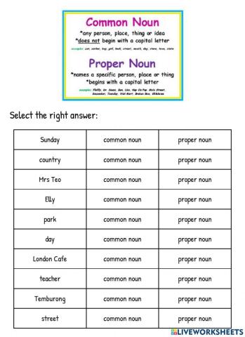 Common and Proper Noun