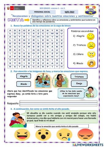 Reconocemos y dialogamos sobre nuestras emociones y sentimientos