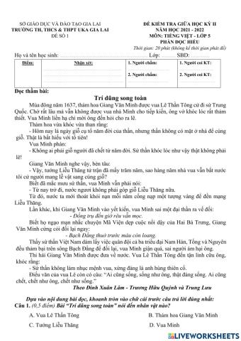 Tiếng Việt - Đọc thầm