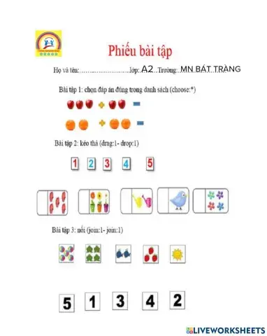 Bài tập toán cho bé