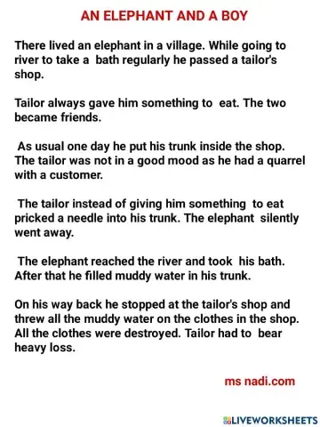 Day-32-english story-an  elephant and a boy