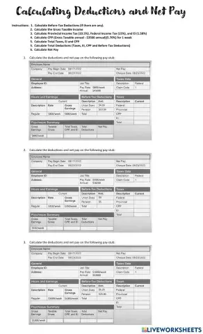 Calculating Deductions and Net Pay - Saskatchewan, Canada