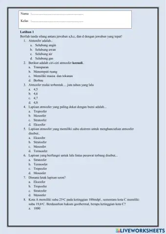 Atmosfer Latihan 1