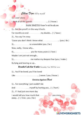 Grammar Present Perfect by songs №1