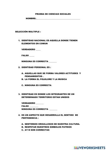 Prueba de ciencias sociales