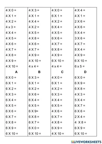 Tabelline  del 4 e del  6