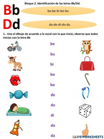 Identificación de los fonemas d y b