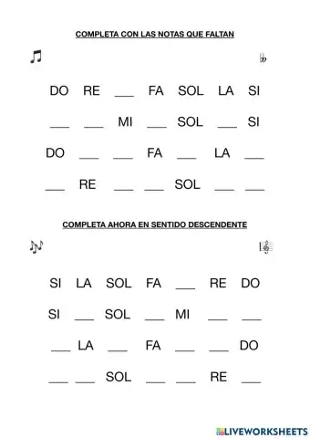 Nombres de las Notas Musicales