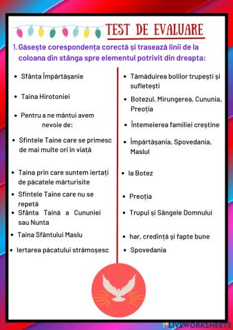 Evaluare-cls a VII-a-  SFINTELE TAINE