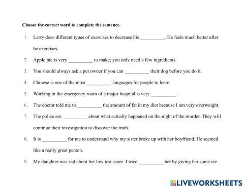 Pets-Animals-Vocabulary Exercise(Ele.)