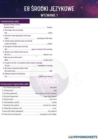 Środki językowe E8 wyzwanie 1