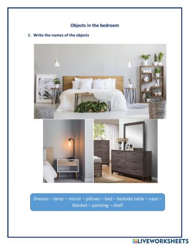 Objects in the bedroom