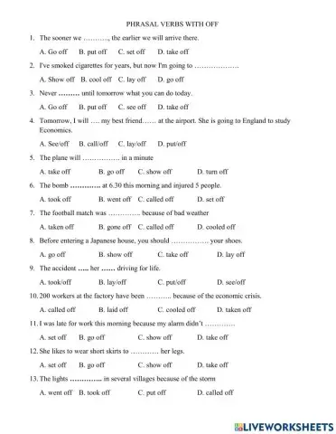 Phrasal verbs with off