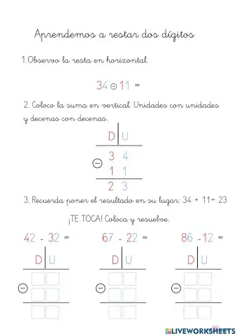 Resta de dos dígitos