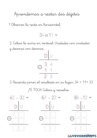 Resta de dos dígitos