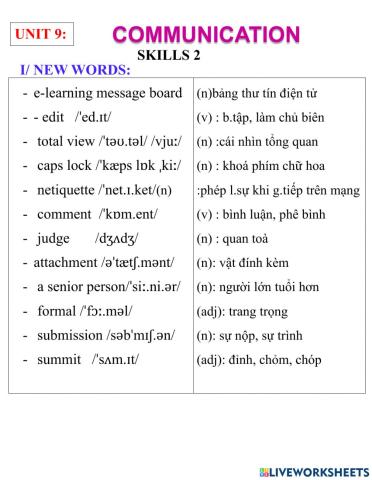 English 8- unit 10- skills 2