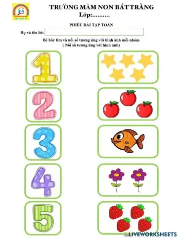 BT toán nối số tương ứng- MGB 3-4t- MN Bát Tràng