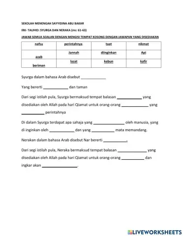 Tauhid-syurga & neraka