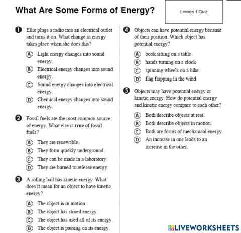 What Are Some forms of energy?