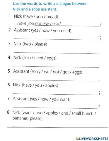 Dialogue at a supermarket