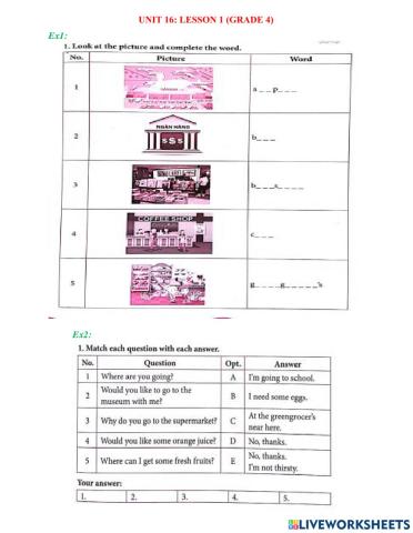 Unit 16: Lesson 1 (Grade 4)