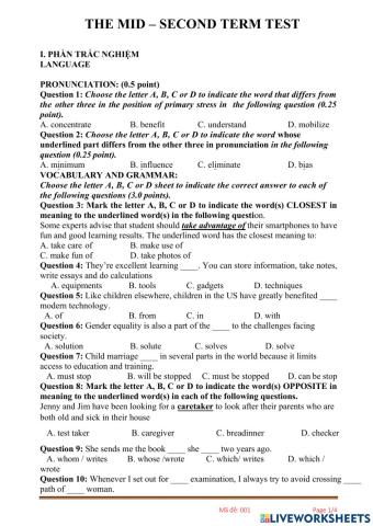 De thi giua ki 2 lop 10