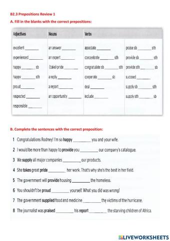 Prepositions Review 1  B2