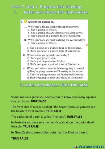 Form 7 unit 7 progress test