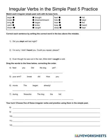 Irregular Verbs in the Simple Past 05 Practice