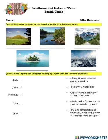 Landforms and bodies of water