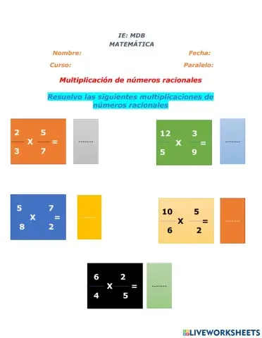Multiplicación de números racionales