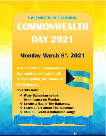 COMMONWEALTH DAY INSTRUCTIONS